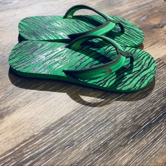 The North Face Shoes - The North Face Green & Gray Flip Flops Size 6